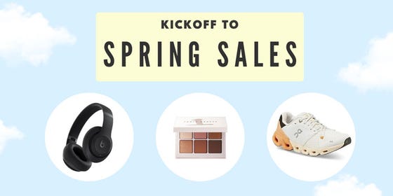 A pair of black headphones, a makeup palette, and a pair of white running shoes underneath text displaying the articles title.