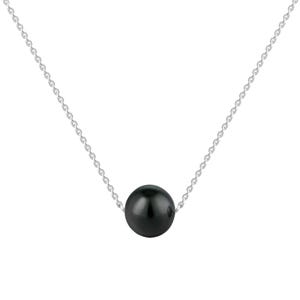 A simple necklace featuring a single black lab-created pearl on a delicate silver chain.