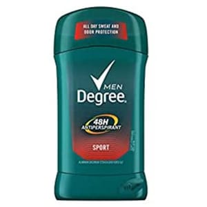 Degree Men Sport Antiperspirant offers 48-hour sweat and odor protection. It comes in a green stick container.