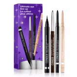 Clinique Ultimate Eye Line-Up set includes a High Impact Easy Liquid Liner and three gel eyeliners in black, brown, and nude shades, packaged in a purple box with stars.