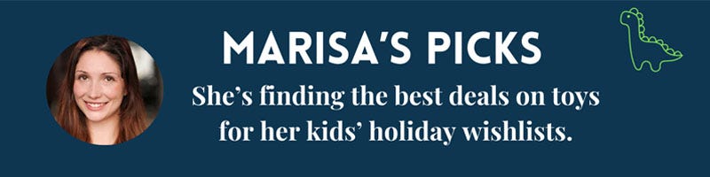 a blue banner with a picture of a Brad's Deals editor advertising the best amazon toy deals