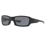 Black wraparound sunglasses with a matte finish and dark lenses, featuring a small logo on the temple.