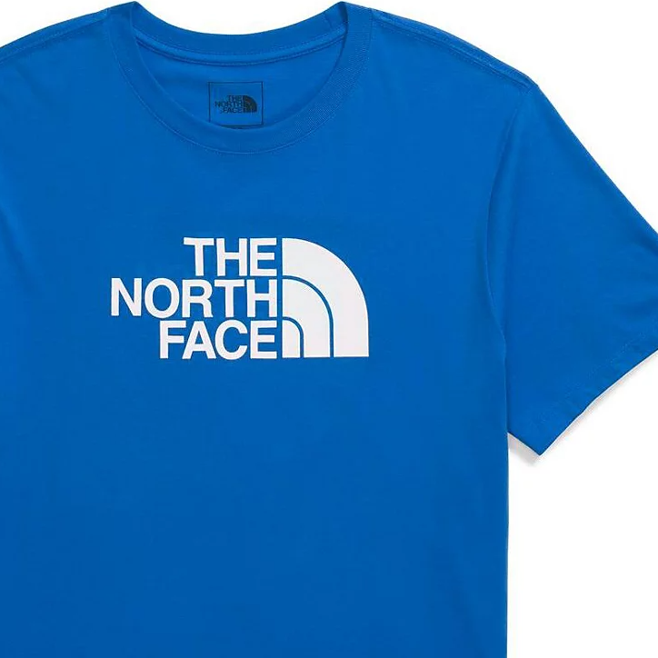Blue short-sleeve T-shirt with \“The North Face\“ logo in white on the front. Simple design with a classic fit.