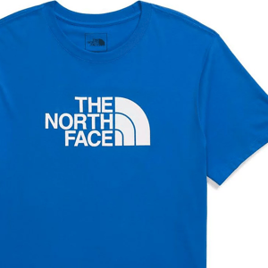 Blue short-sleeve T-shirt with \“The North Face\“ logo in white on the front. Simple design with a classic fit.