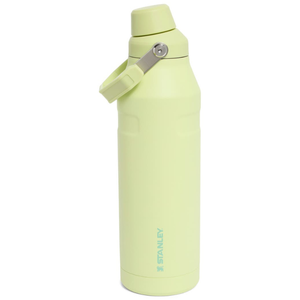 50oz Stanley Ice Flow Bottle in light green features an easy-sip spout, leak-proof design, and a sturdy carry handle. Ideal for maintaining ice-cold hydration on-the-go.