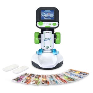 LeapFrog Magic Adventures Microscope with Slides features a digital display and interactive features, along with a set of prepared slides for educational exploration.