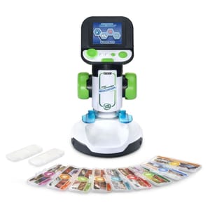 LeapFrog Magic Adventures Microscope with Slides features a digital display and interactive features, along with a set of prepared slides for educational exploration.