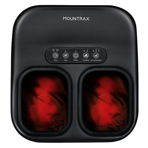 Foot massager with heat, air compression, and kneading functions from the brand Mountrax.