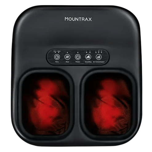 Foot massager with heat, air compression, and kneading functions from the brand Mountrax.