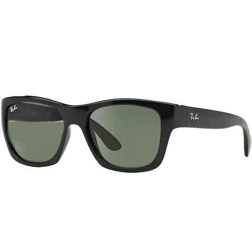 Black frame Ray-Ban sunglasses with rectangular lenses and the brand's signature logo on the temple.