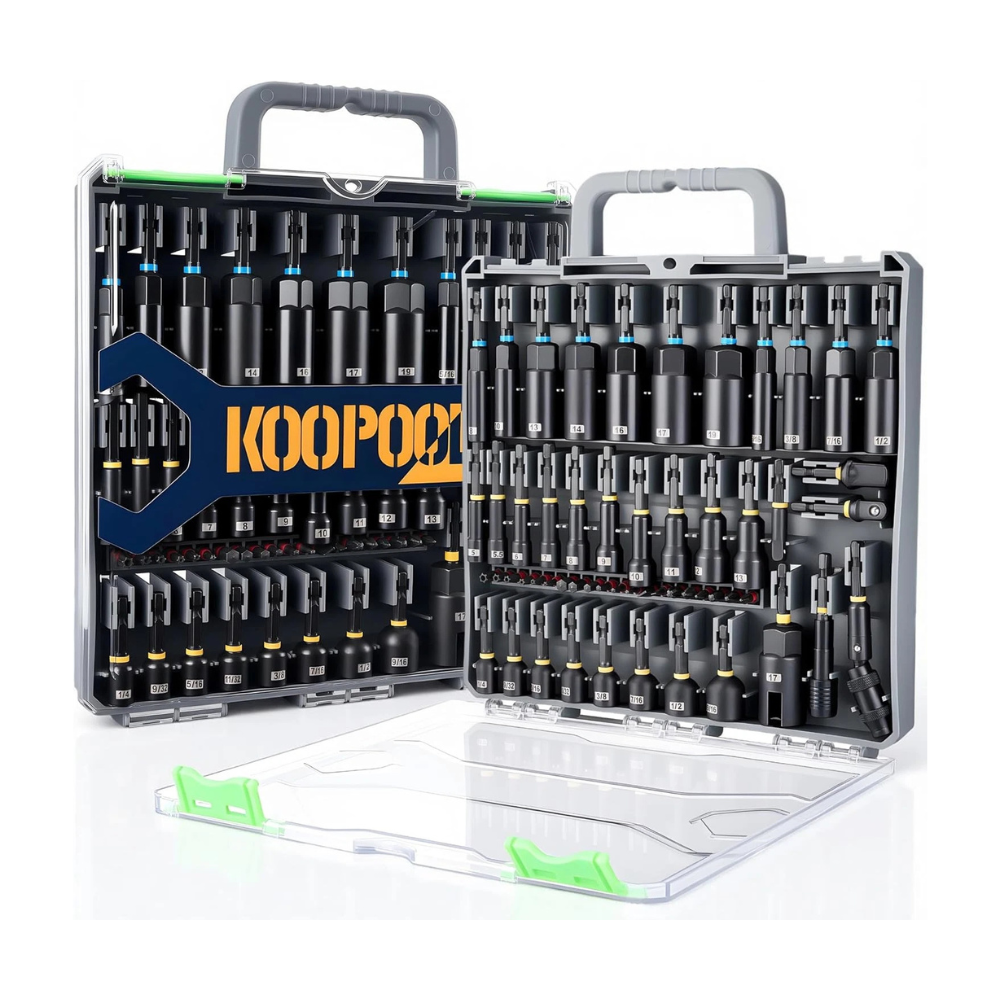 A comprehensive tool kit featuring a wide assortment of tools organized in a portable case with latches and a handle for easy transport and storage.