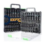 A comprehensive tool kit featuring a wide assortment of tools organized in a portable case with latches and a handle for easy transport and storage.