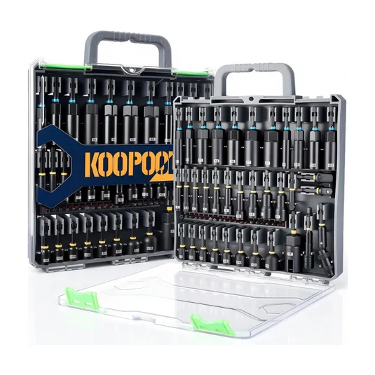 A comprehensive tool kit featuring a wide assortment of tools organized in a portable case with latches and a handle for easy transport and storage.