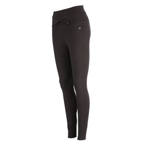 Black Hurley joggers with a drawstring waist, cinched ankle cuffs, and a small logo on the front left hip.