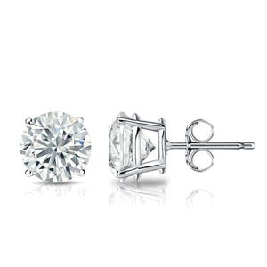 1/2ct lab-grown diamond studs set in 14K white gold with classic round-cut stones and a four-prong setting, featuring a butterfly back closure.