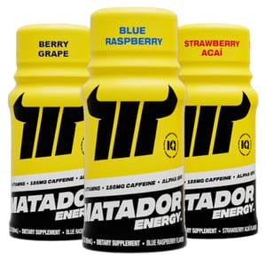 Matador Energy dietary supplements come in Berry Grape, Blue Raspberry, and Strawberry Açaí flavors, each containing 185mg of caffeine and vitamins.