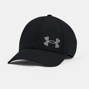 Black baseball cap with a gray logo on the front.