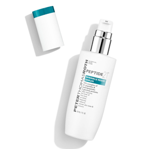 Peter Thomas Roth Peptide 21 Wrinkle Resist Serum, 30 ml, features a 73% complex of 21 peptides, neuropeptides, and 2 gamma proteins to reduce the look of fine lines, wrinkles, and uneven skin tone and texture.