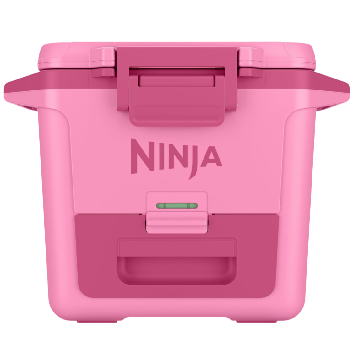 A pink Ninja cooler with a secure latch and handle, featuring the brand name prominently on the front.