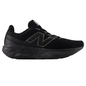 A black New Balance sneaker featuring a Fresh Foam midsole, designed for comfort and performance.