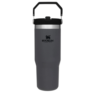 Stanley 30oz IceFlow Flip Tumbler is a durable, gray stainless steel tumbler with a flip-top lid and a carry handle, designed to keep drinks cold for extended periods.