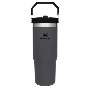 Stanley 30oz IceFlow Flip Tumbler is a durable, gray stainless steel tumbler with a flip-top lid and a carry handle, designed to keep drinks cold for extended periods.