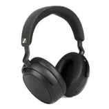 Black over-ear wireless headphones with thick cushioned ear cups and a fabric-covered headband, featuring a small logo on the side.