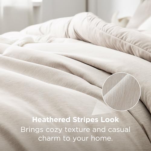 A cozy, heathered stripe-look comforter adds texture and casual charm to home décor.