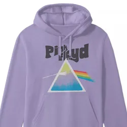 Purple hoodie featuring the iconic Pink Floyd design, with a prism and rainbow graphic.