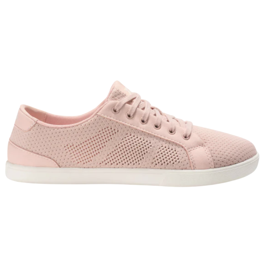 A pink lace-up sneaker with a breathable mesh design and a white rubber sole.
