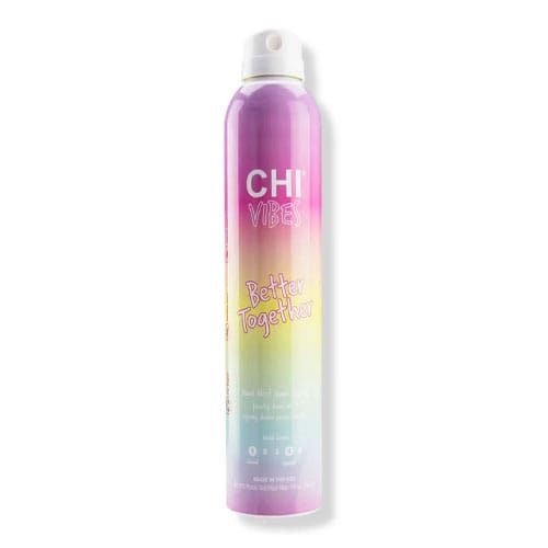 CHI Vibes Better Together Dual Mist Hair Spray, 10 oz, featuring a rainbow gradient design on the can.
