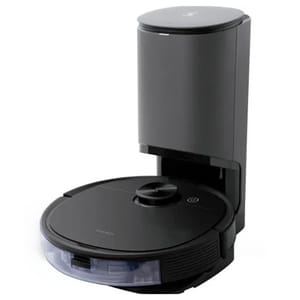 A robot vacuum with an auto-empty dock, designed for autonomous cleaning and debris collection.