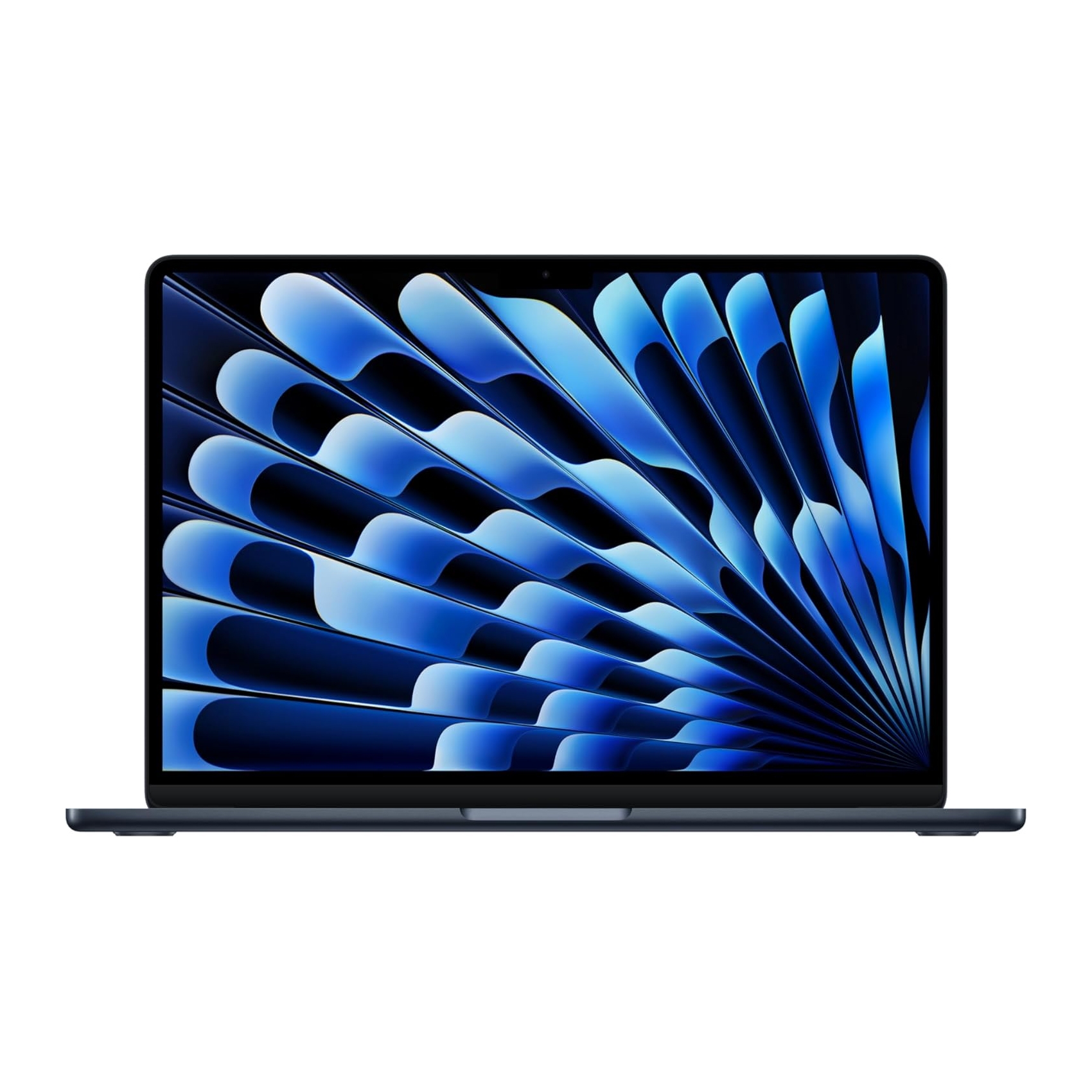 Apple MacBook Air 13\“ (2025) features a slim design with a vibrant blue patterned display.