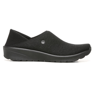 Black slip-on casual shoe with a thick sole and a small logo on the side.