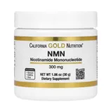 California Gold Nutrition NMN Nicotinamide Mononucleotide, 300 mg dietary supplement, 1.06 oz (30 g), formulated without gluten, GMOs, and soy.