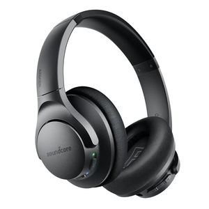 Anker Soundcore Life Q20 headphones are over-ear wireless headphones featuring active noise cancellation, a sleek black design, and cushioned ear pads for comfort. They have control buttons on the earcup and a foldable headband for portability.