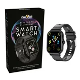 Bluetooth All-in-One Smart Watch by PurZolt features music control, health monitoring, fitness tracking, and Bluetooth calling, displayed alongside its packaging.