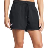 Black athletic shorts with an adjustable drawstring waistband and a small bull logo on the left leg.