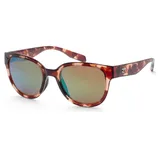 Tortoiseshell sunglasses with brown-tinted, reflective lenses and a small metal logo detail on the temples.