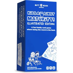 Kids Against Maturity Illustrated Edition is a fun family card game featuring 600 hilariously illustrated cards for ages 10 and up, accommodating 4+ players, with gameplay lasting 30-90 minutes.