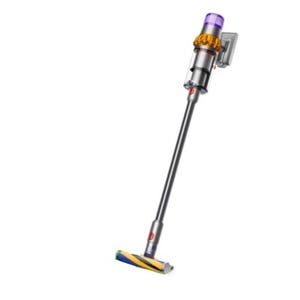 Refurbished Dyson Stick Vacuum with a sleek design, featuring a slim, long handle and a colorful cleaning head, ideal for versatile and efficient cleaning.