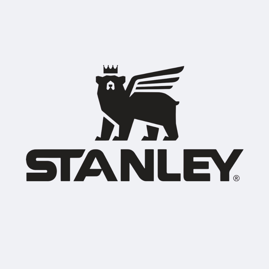 The Stanley logo featuring a crowned bear with wings, representing the brand known for durable vacuum-insulated bottles and food containers.