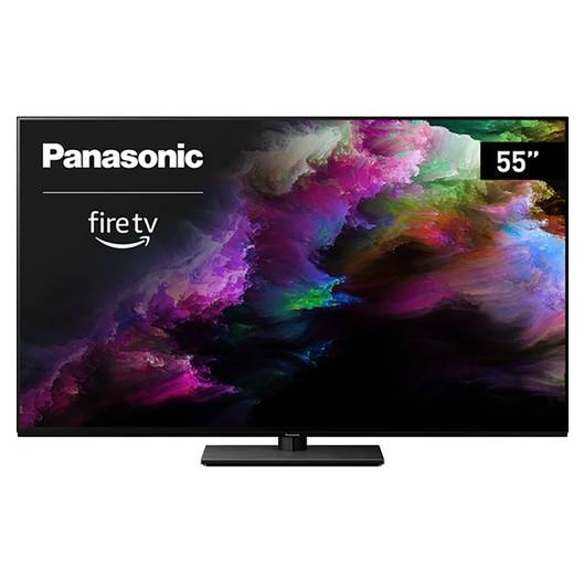 Panasonic 55\“ TV with Fire TV integration, featuring a vibrant, colorful display.