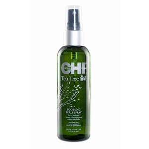 CHI Tea Tree Soothing Scalp Spray is an 89 ml calming hair spray that contains tea tree oil. It's formulated to soothe the scalp and is paraben-free.