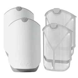 Two white electronic insect trap devices and two reusable trap cartridges designed for capturing flying insects indoors.