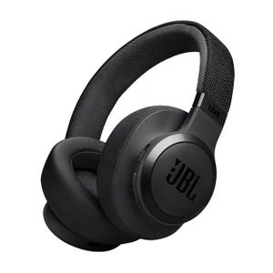 JBL Live 770NC Headphones are over-ear, wireless with noise-canceling features, in a sleek black design featuring a padded headband and ear cups for comfort.