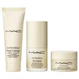 MAC's Hyper Real line includes Fresh Canvas cream-to-foam cleanser, Serumizer skin balancing hydration serum, and SkinCanvas Balm moisturizing cream.