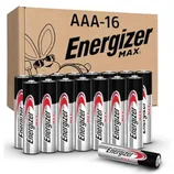 Energizer Max AAA batteries, pack of 16, with packaging featuring a cartoon bunny.