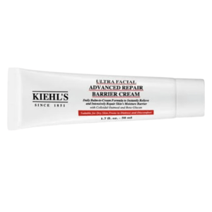 A 50 ml tube of Kiehl's Ultra Facial Advanced Repair Barrier Cream, designed for dry skin to relieve and repair the skin's moisture barrier with colloidal oatmeal and beta-glucan.
