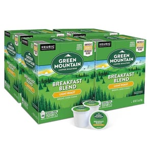 Green Mountain Coffee Roasters Breakfast Blend Light Roast Keurig K-Cup pods, in a 24-count box.